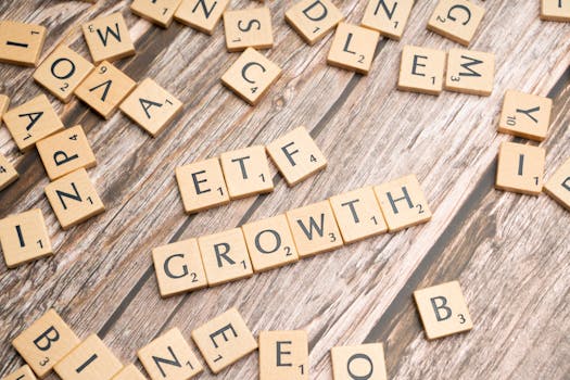 The word eft growth written on wooden blocks