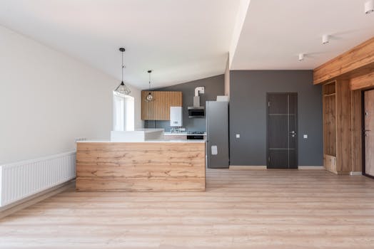 Wooden Counter in the Kitchen